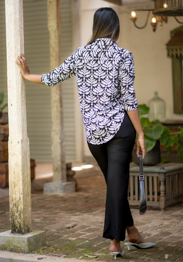 LORIDA BLACK PRINTED BLOUSE